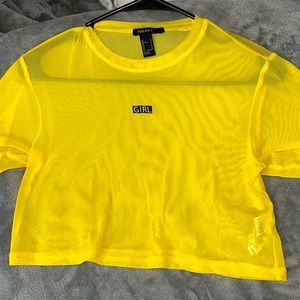 GIRL Yellow See-Through Crop Top